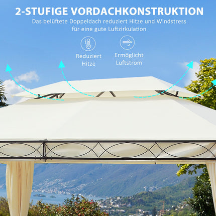 Cremefarbenes Luxus-Gartenpavillon-Zelt 3x4 m - Perfekt für die Terrasse
