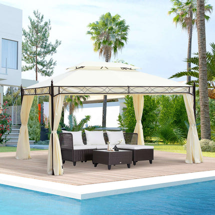 Cremefarbenes Luxus-Gartenpavillon-Zelt 3x4 m - Perfekt für die Terrasse