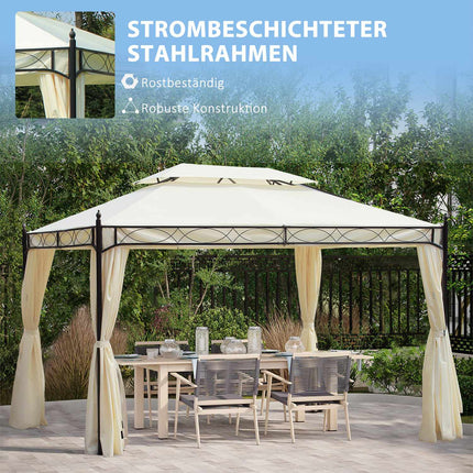 Cremefarbenes Luxus-Gartenpavillon-Zelt 3x4 m - Perfekt für die Terrasse