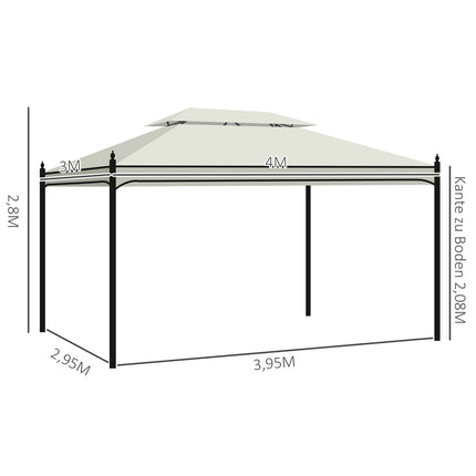 Cremefarbenes Luxus-Gartenpavillon-Zelt 3x4 m - Perfekt für die Terrasse