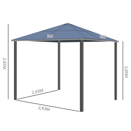 Luxe paviljoen tuinpaviljoen aluminium partytent tuintent met lichtdoorlatend PC-dak bruin + beige 300 x 360 x 265 cm |