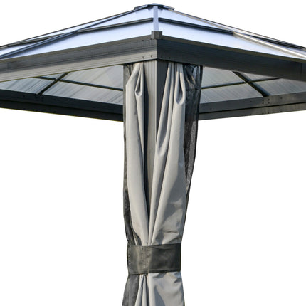 Luxe paviljoen tuinpaviljoen aluminium partytent tuintent met lichtdoorlatend PC-dak bruin + beige 300 x 360 x 265 cm |
