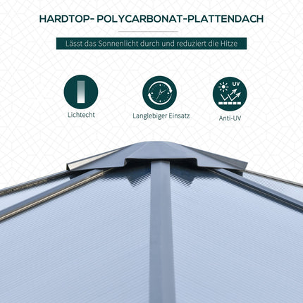 Luxe paviljoen tuinpaviljoen aluminium partytent tuintent met lichtdoorlatend PC-dak bruin + beige 300 x 360 x 265 cm |
