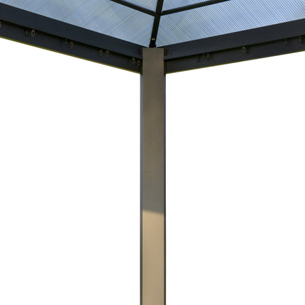 Luxe paviljoen tuinpaviljoen aluminium partytent tuintent met lichtdoorlatend PC-dak bruin + beige 300 x 360 x 265 cm |