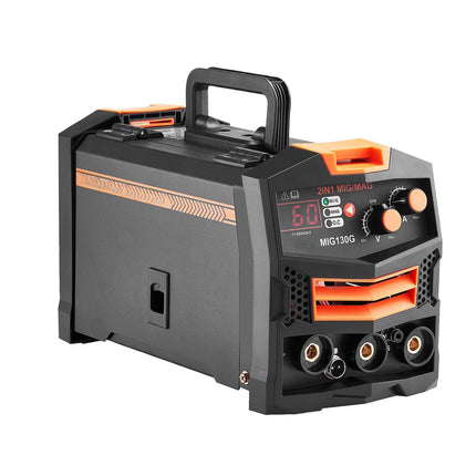 MIG Welder 130A, Synergic Gas And Flux Core, Digital Display