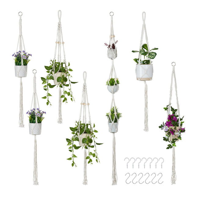 Macramé Plant Hanger Set, 7 Pieces, Various Sizes
