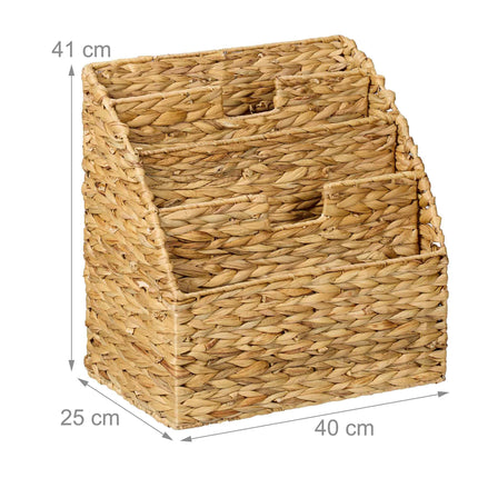 Magazine Holder, Water Hyacinth, 4 Compartments