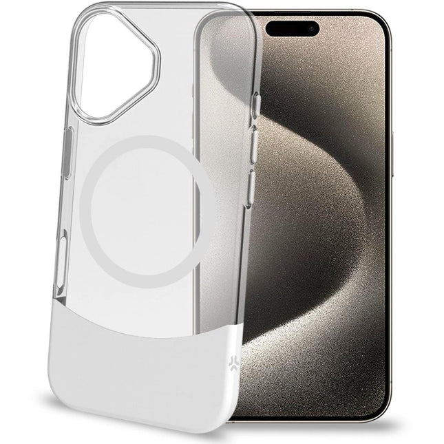 Magdual MagSafe kompatible Hülle iPhone 16 Weiß + Transparent