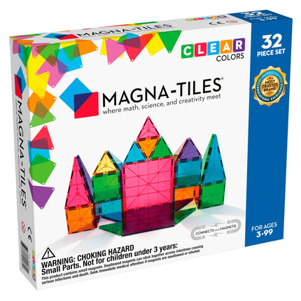 Magna-Tiles Magnetische Bausteine, transparente Farben, 32 Teile