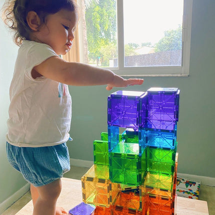 Magna-Tiles Magnetische Bausteine, transparente Farben, 32 Teile