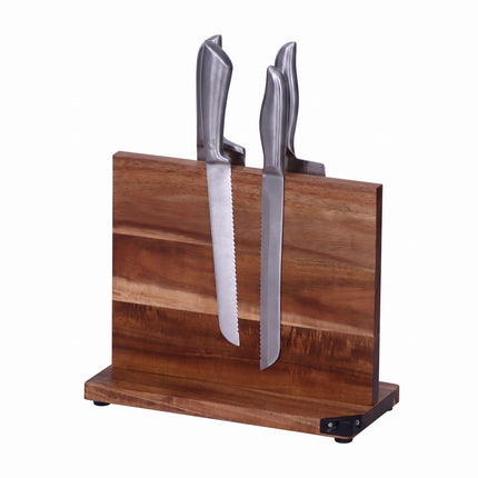Magnetic Acacia Wood Knife Block, Double-Sided, Brown