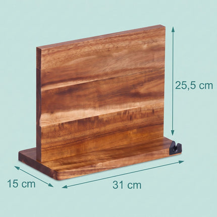 Magnetic Acacia Wood Knife Block, Double-Sided, Brown