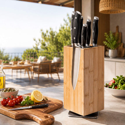 Magnetic Bamboo Knife Block with Bristle Insert