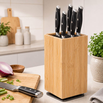 Magnetic Bamboo Knife Block with Bristle Insert
