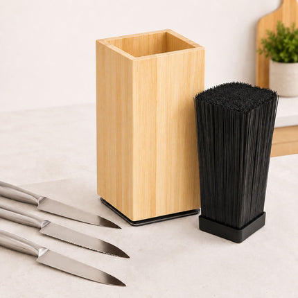 Magnetic Bamboo Knife Block with Bristle Insert