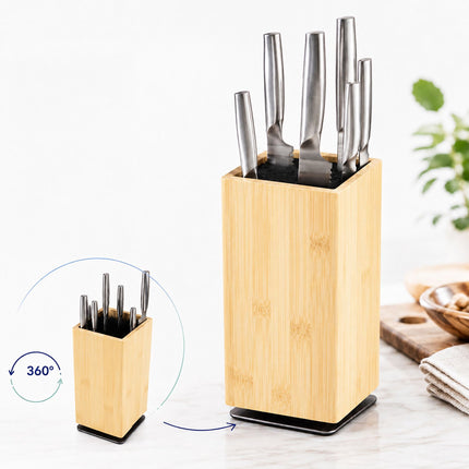 Magnetic Bamboo Knife Block with Bristle Insert
