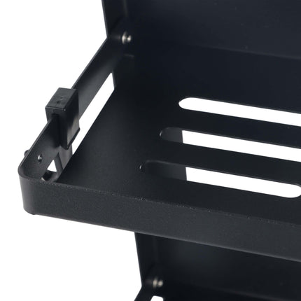Magnetic Black Iron Spice Rack with Roll Holder and Hooks