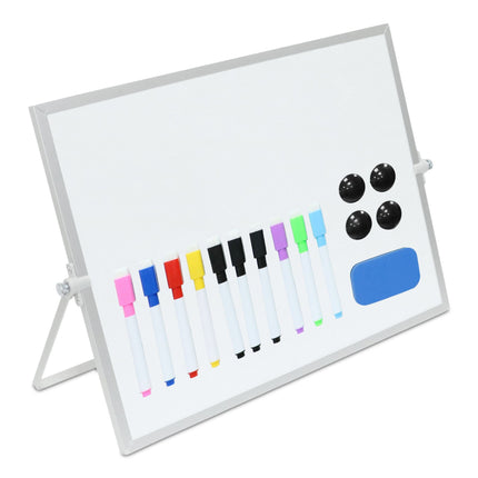 Magnetic Desk Whiteboard, Double-Sided, 10 Markers