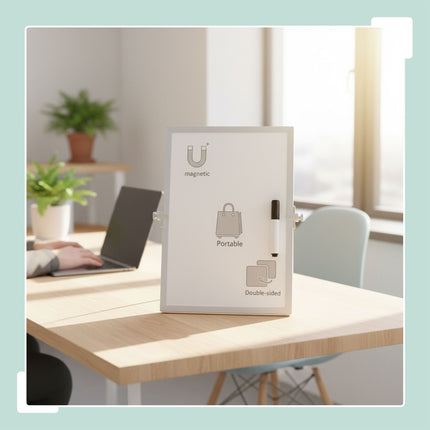 Magnetische Schreibtisch-Tafel, doppelseitig, mit Zubehör