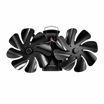 Magnetic Dual-Motor Stove Fan for Flue Pipes, 16 Blades, Thermometer Included