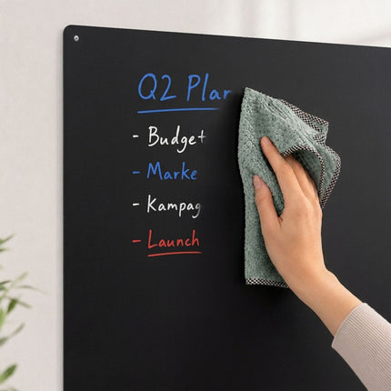 Magnetic Steel Wall Board, 70x30 cm, Black, Wipe-Clean