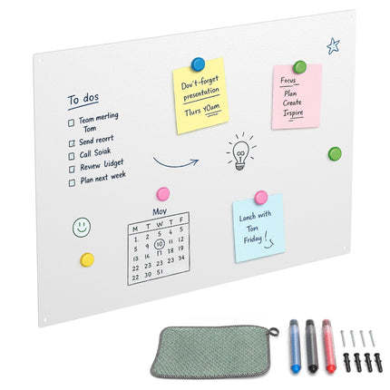 Magnetic Steel White Board, 60x40 cm, Wipe-Clean Surface