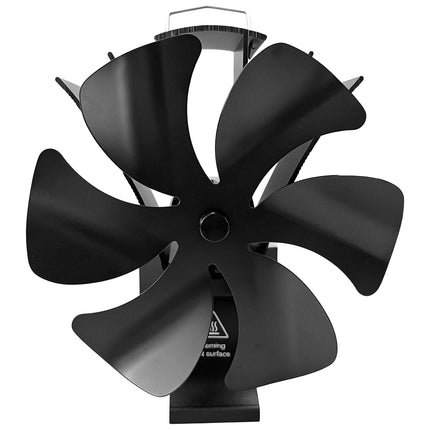 Magnetic Stove Fan for Flue Pipes with Thermometer, Black, 6 Blades