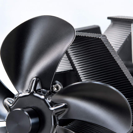 Magnetic Stove Pipe Fan with Twin Motor and 12 Blades, Black, Incl. Hose Clamp