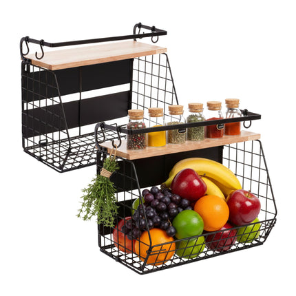 Magnetisches Obstkorb-Set für die Wand mit Haken, 2-teilig