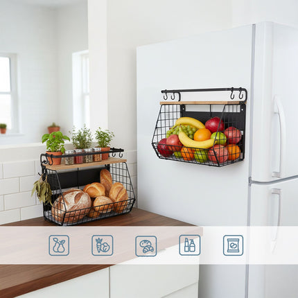 Magnetisches Obstkorb-Set für die Wand mit Haken, 2-teilig