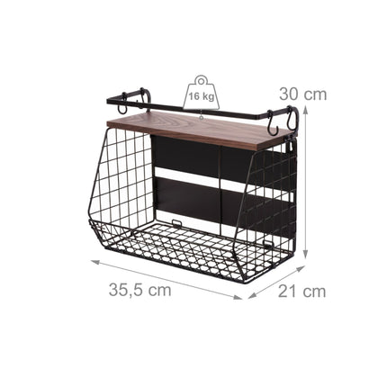 Magnetic Wall Fruit Basket Shelf, 2 Pcs with Hooks
