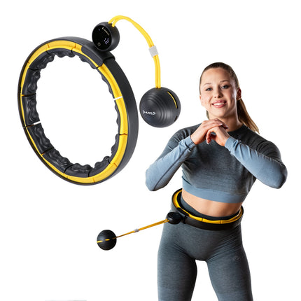 Magnetic Weighted Hula Hoop, TPE, Black/Yellow, with Counter
