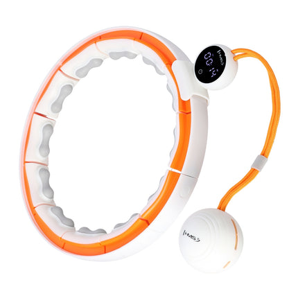 Magnetický zátěžový hula hoop, TPE, bílá/oranžová, počítadlo