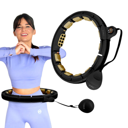 Magnetischer Gewichts-Hula-Hoop mit Zähler, Schwarz/Gold