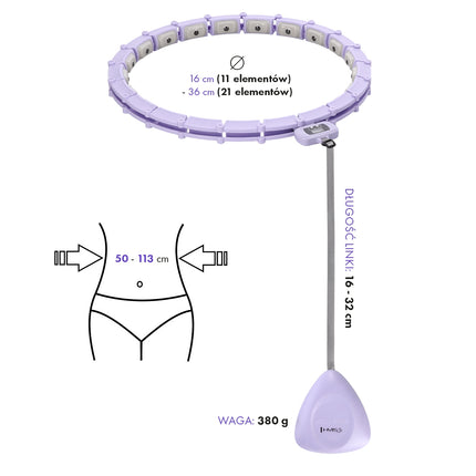Magnetic Weighted Hula Hoop with Counter, Violet