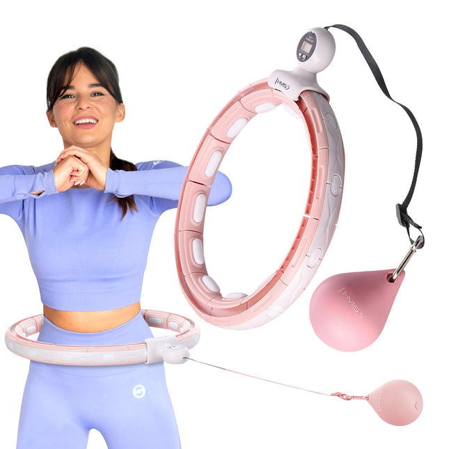 Magnetischer Hula Hoop mit Gewichten, Zähler & Taillenstütze