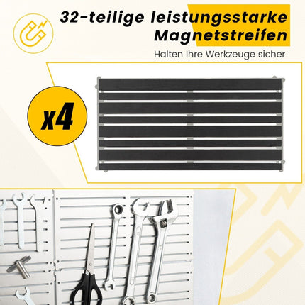 nástěnný magnetický držák na nářadí, 4 desky, 32 silných magnetických pásků