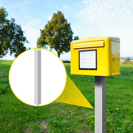 Mailbox Post Stand 43 Inch, Powder-Coated Steel, White