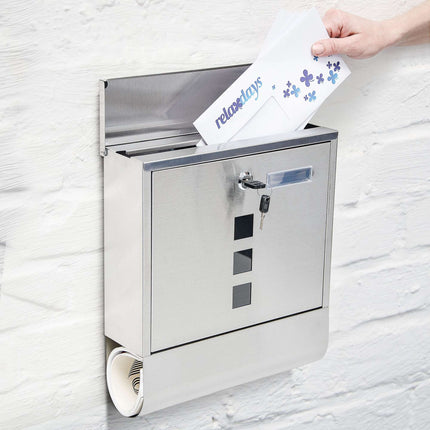 Mailbox stainless steel with magazine compartment
