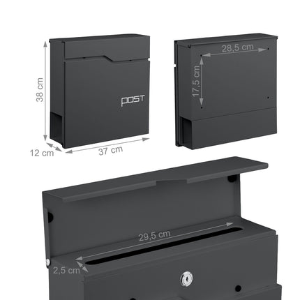 Briefkasten mit Zeitungsfach – Modernes Design, sicheres Schloss