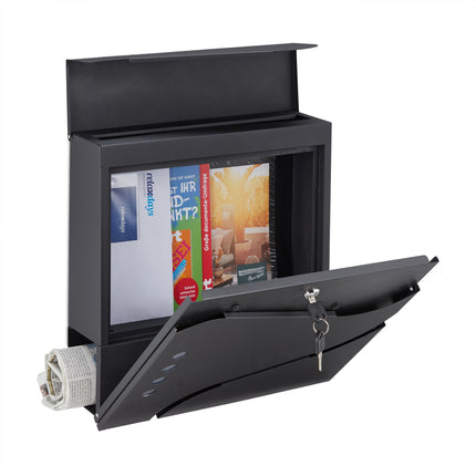 Boîte aux lettres avec porte-journaux noir