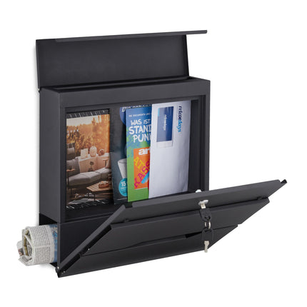 Boîte aux lettres avec porte-journaux noir