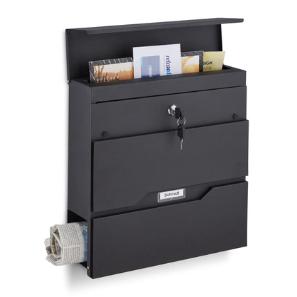 Boîte aux lettres avec porte-journaux noir