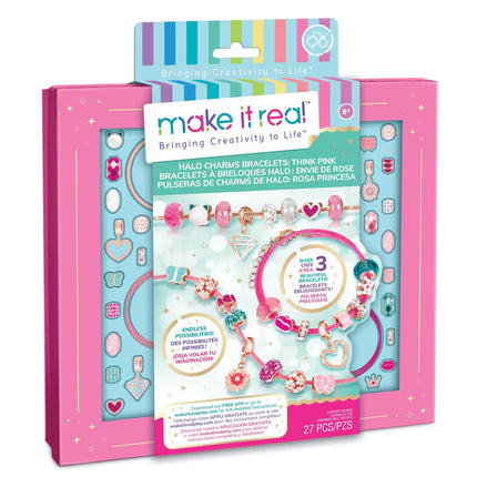 Make It Real Diy Halo Charms Bracelets Set "Think Pink"