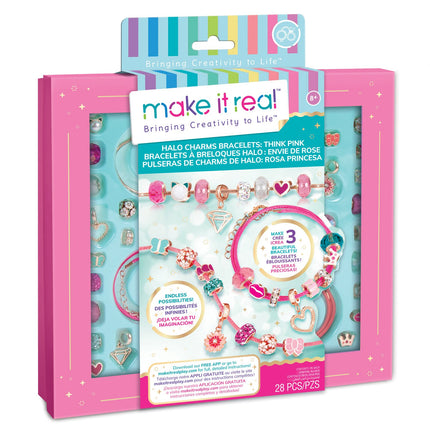 Make It Real Diy Halo Charms Bracelets Set "Think Pink"