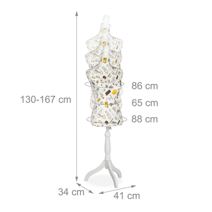 Make-up mannequin with adjustable height
