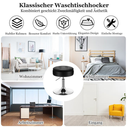 Schminkhocker mit Stauraum 360° drehbarer Hocker aus schwarzem Kunstleder