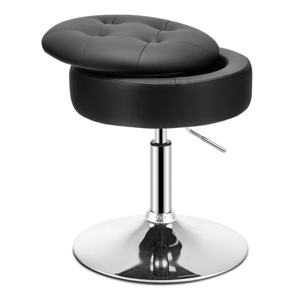 Schminkhocker mit Stauraum 360° drehbarer Hocker aus schwarzem Kunstleder
