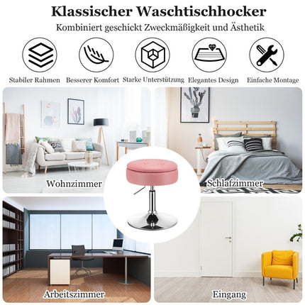 Schminkhocker mit Stauraum 360° Drehhocker aus Kunstleder Rosa