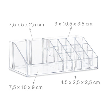 Makeup storage in acrylic with 21 compartments